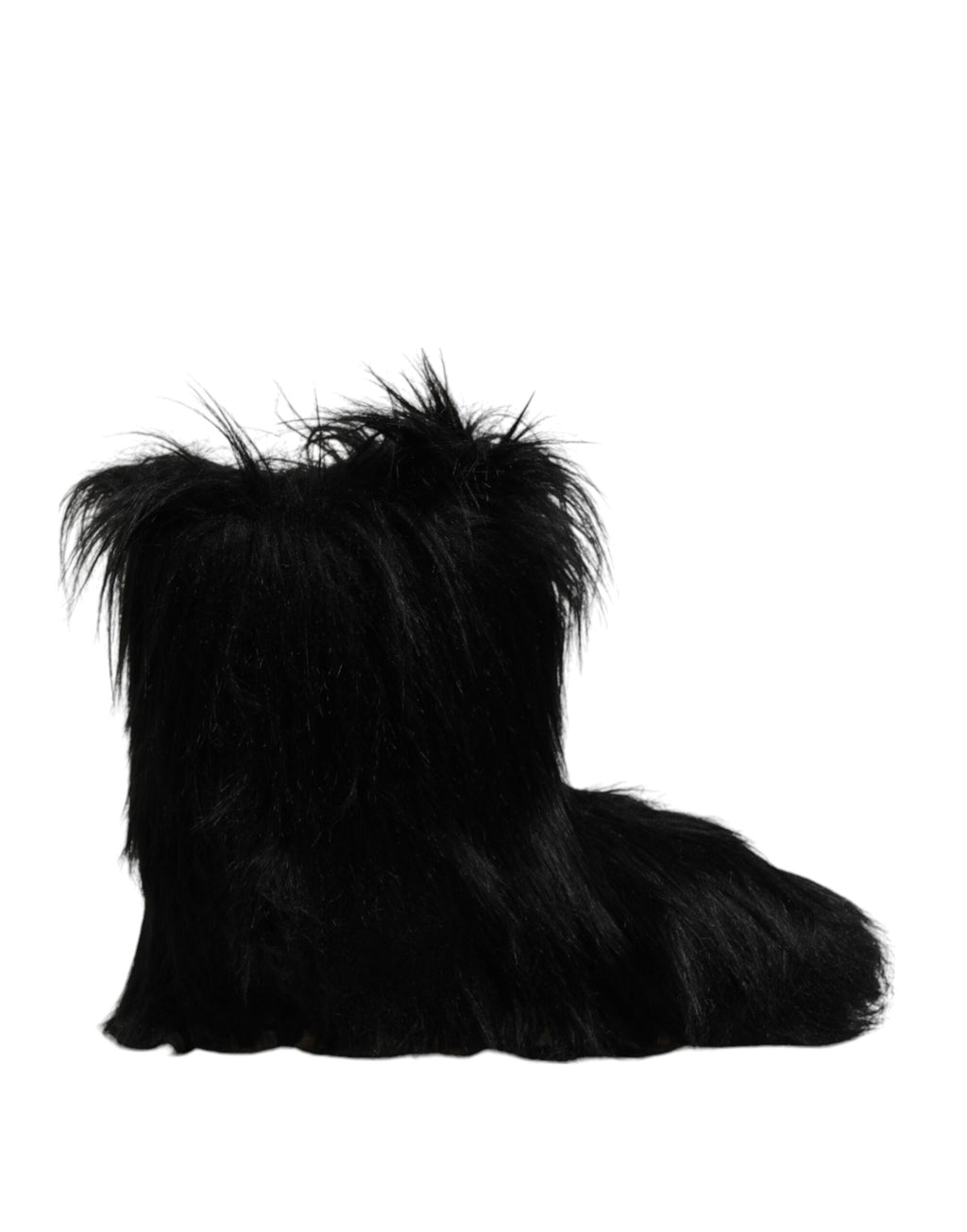Bottes mi-mollet en fausse fourrure noire de Dolce & Gabbana, chaussures élégantes et tendance pour femme