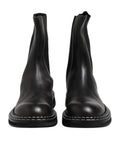 Bottes plates en cuir noir Dolce & Gabbana mi-mollet, chaussures élégantes et confortables pour femmes.