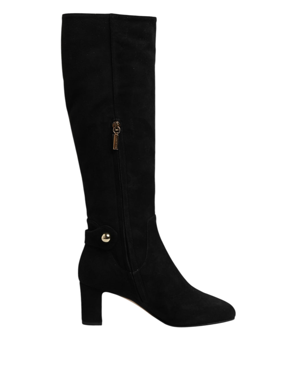 Bottes hautes en cuir suédé noir de Dolce & Gabbana, chaussettes élégantes et sophistiquées pour femmes.