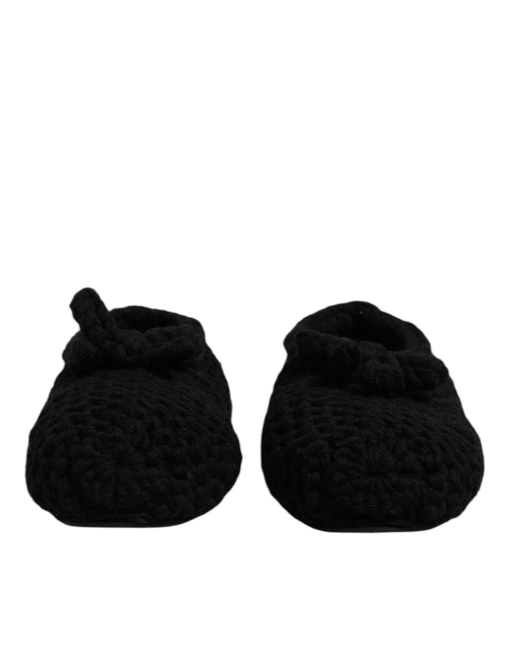Chaussures ballerines Dolce & Gabbana en laine noire, chaussures slip-on élégantes et confortables, vues de face.