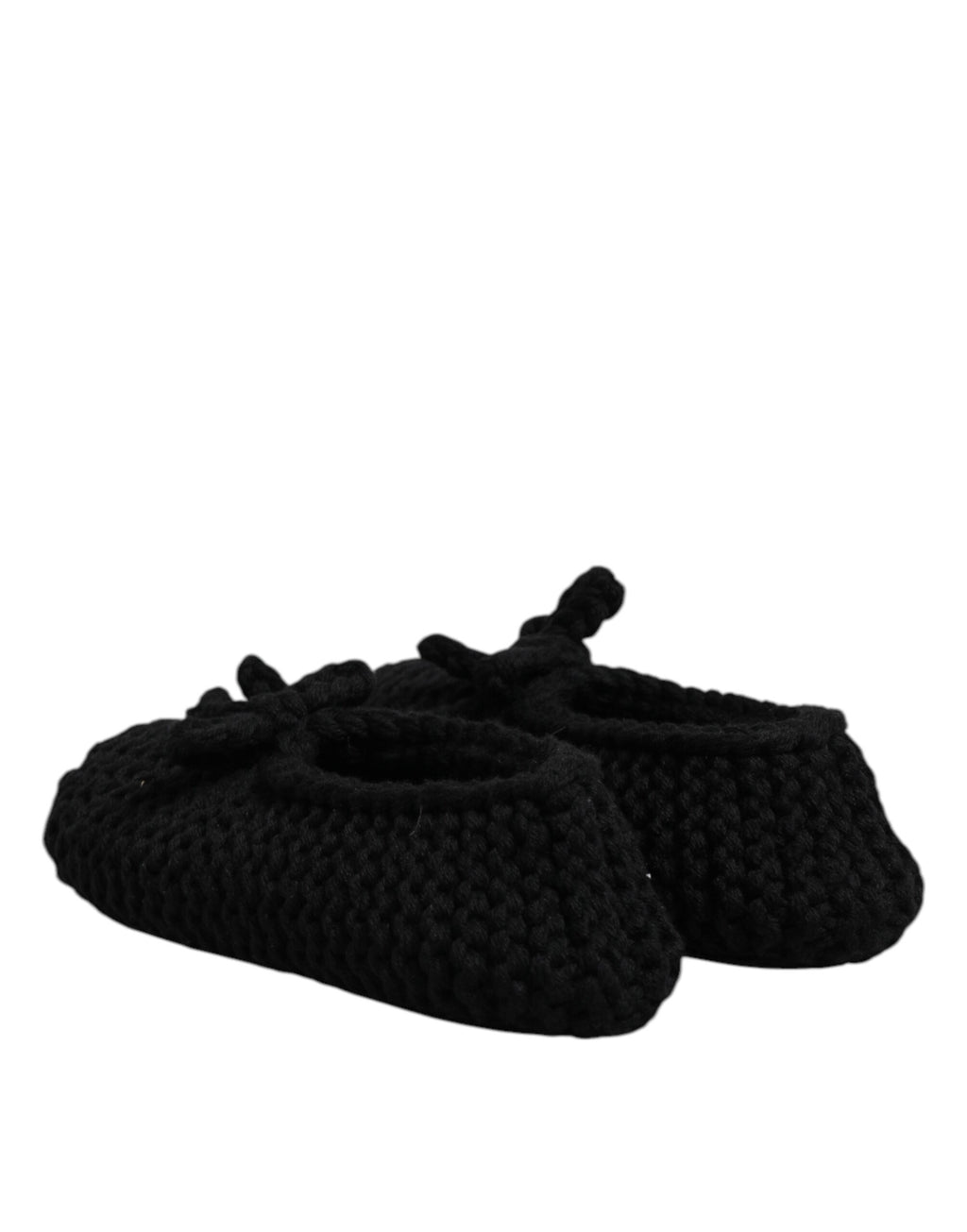 Chaussures ballerines Dolce & Gabbana en laine noire, chaussures slip-on élégantes pour femme, vue de face.