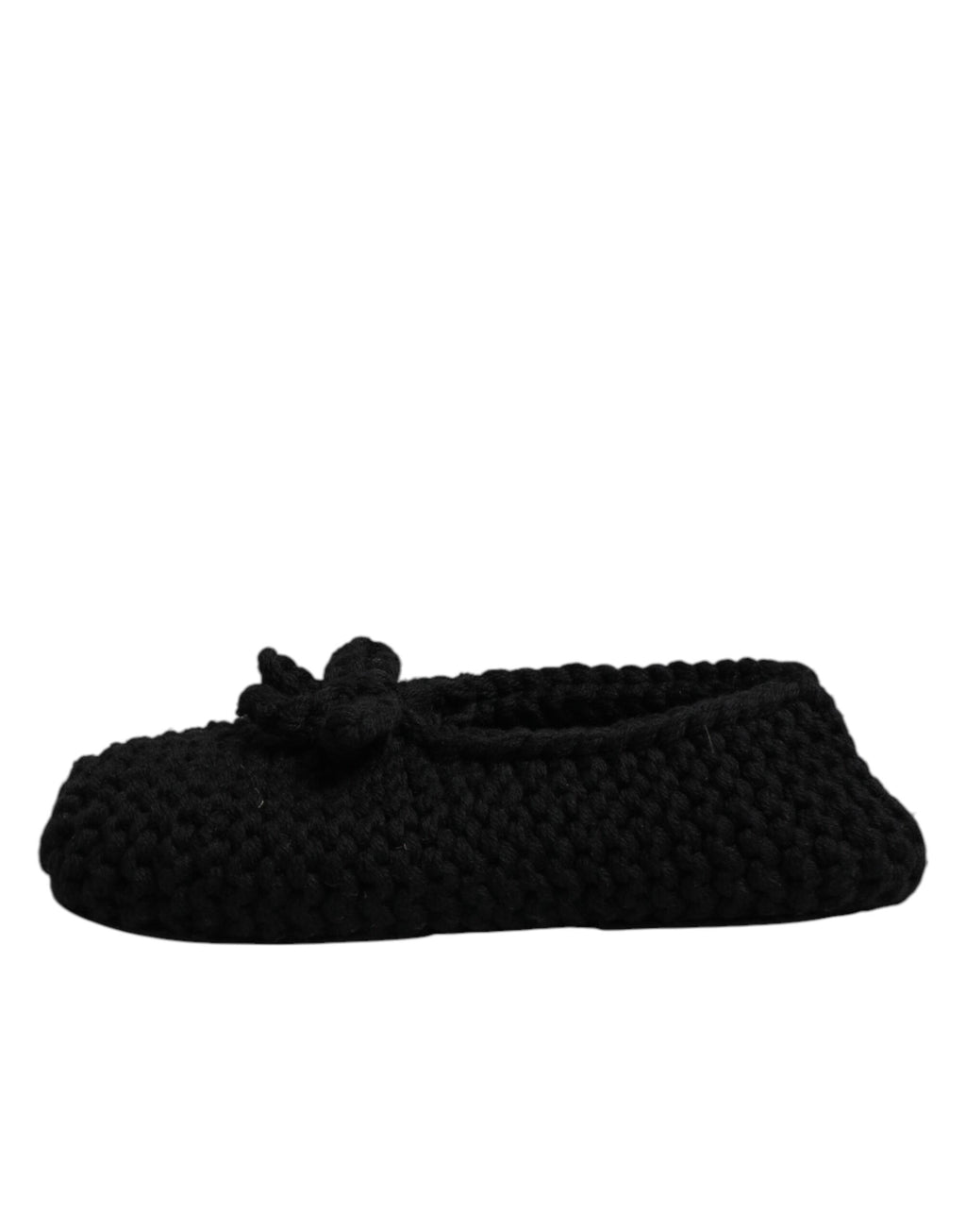 Chaussures ballerines Dolce & Gabbana en laine noire, chaussons slip-on élégants et confortables pour femmes.