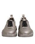 Chaussures sneakers en cuir argenté Dolce & Gabbana DAYMASTER pour hommes, modèle élégant et moderne.