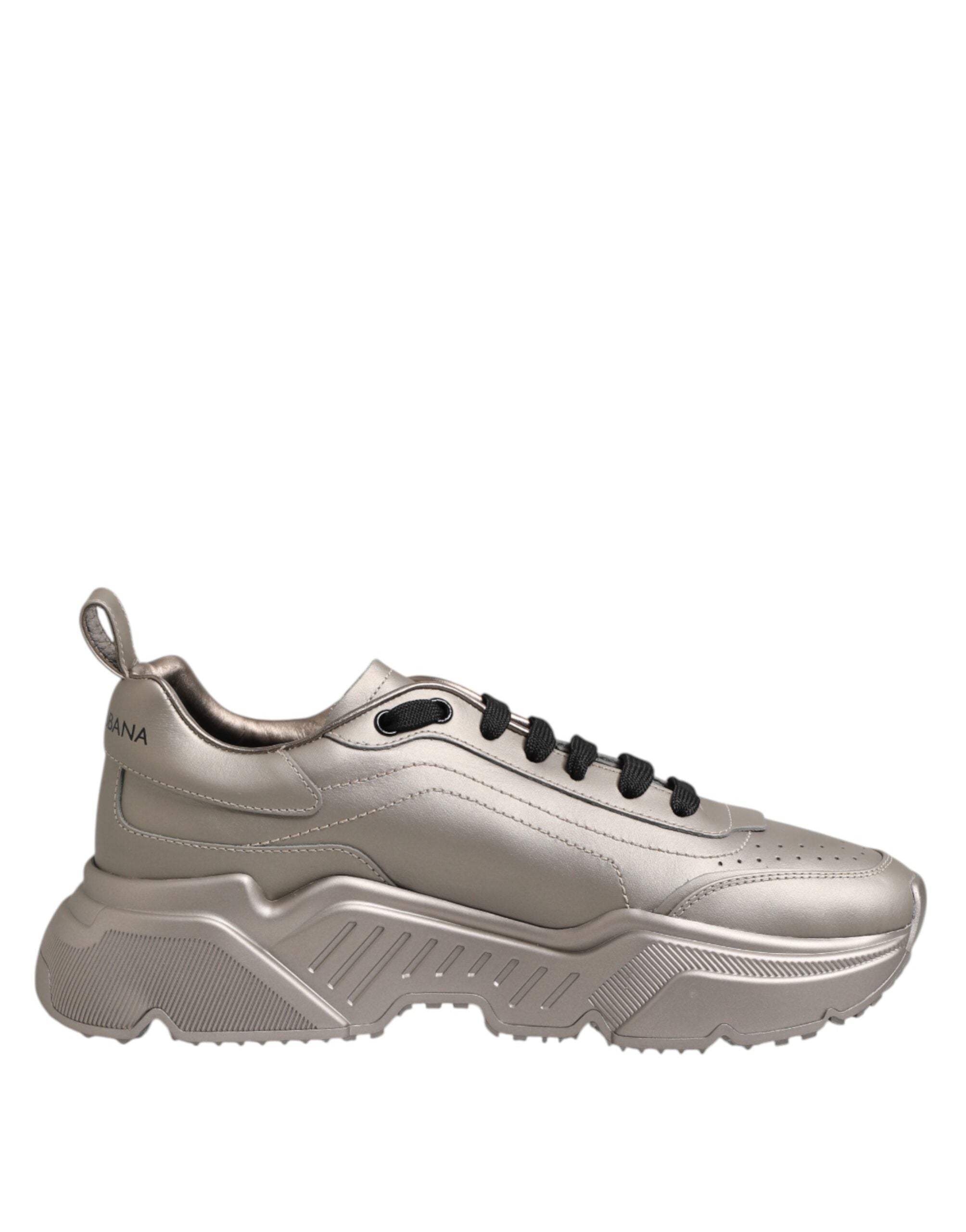 Chaussures sneakers pour hommes Dolce & Gabbana DAYMASTER en cuir argenté, modernes et élégantes.