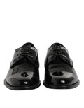 Chaussures derby en cuir verni noir Dolce & Gabbana pour homme, chaussures formelles élégantes et sophistiquées.