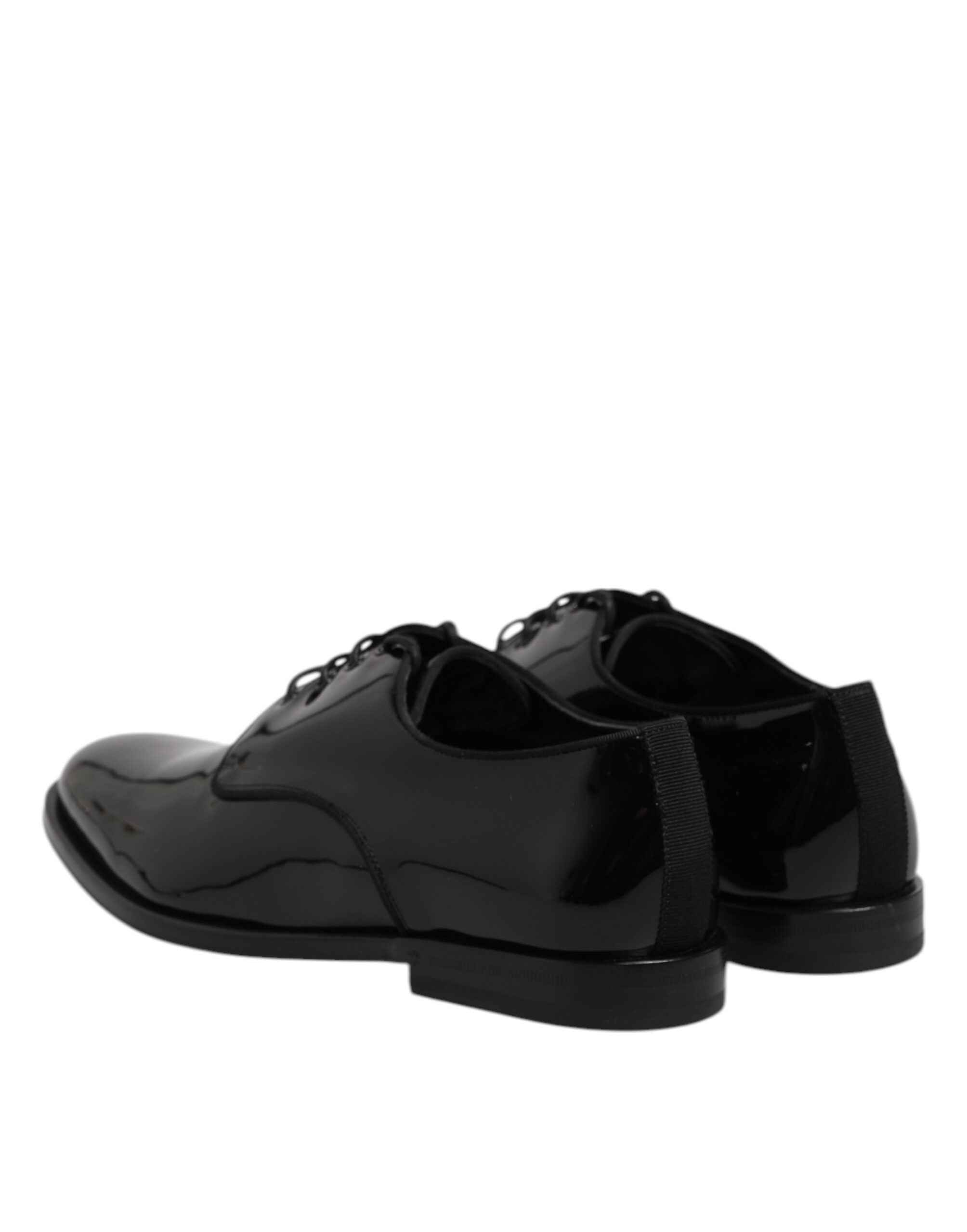 Chaussures Derby en cuir verni noir de Dolce & Gabbana, chaussures formelles élégantes pour homme.