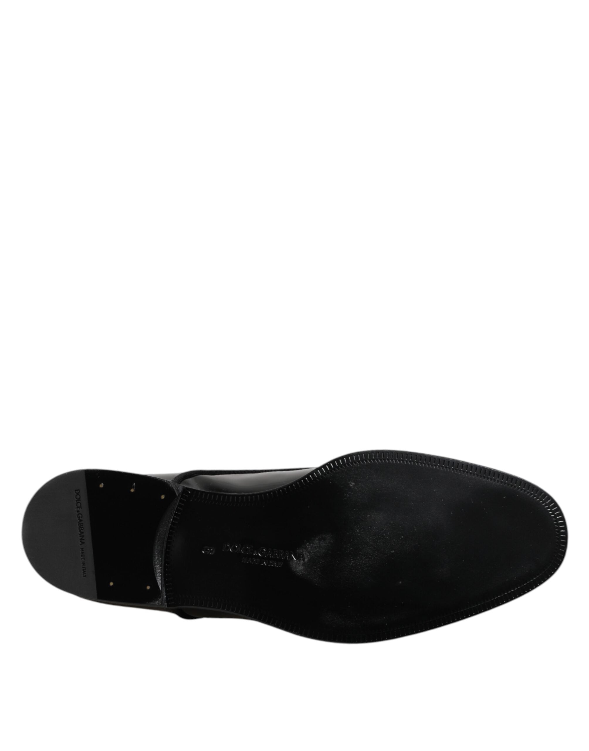 Chaussures Derby en cuir verni noir Dolce & Gabbana, chaussures formelles élégantes pour homme.