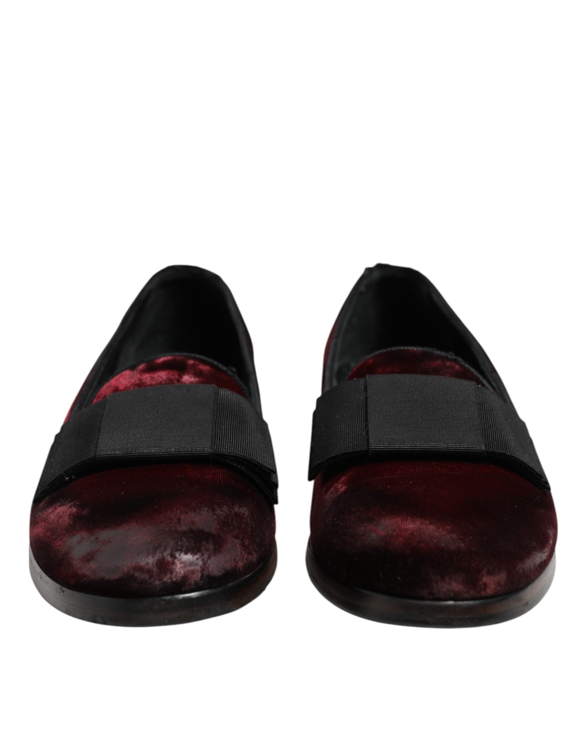 Chaussures homme Dolce & Gabbana en velours rouge, mocassins slip-on élégants pour homme, chaussures de ville raffinées.