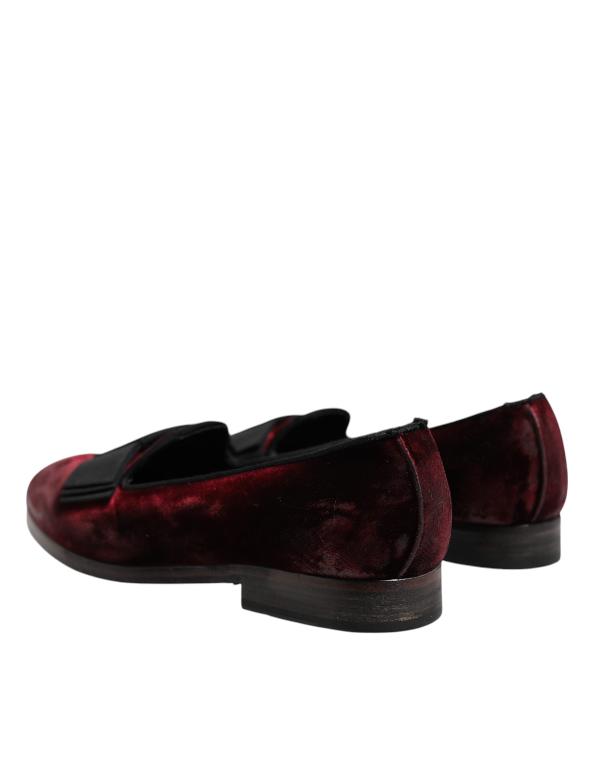 Chaussures Dolce & Gabbana pour homme, mocassins en velours rouge à enfiler, chaussures habillées élégantes.