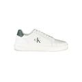 Sneakers pour hommes Calvin Klein en polyuréthane blanc, design moderne et confortable, vue de côté.