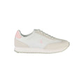 Sneakers en cuir blanc pour femme de la marque Calvin Klein, vue de côté.
