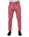 Pantalon en coton rose à imprimé cerise de Dolce & Gabbana, style élégant et décontracté.