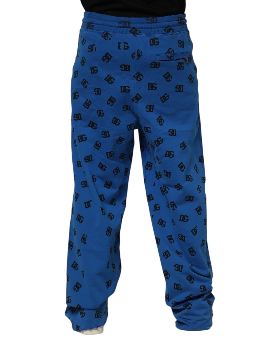 Pantalon de jogging pour homme Dolce & Gabbana bleu avec logo imprimé, sweatpants confortables et décontractés.