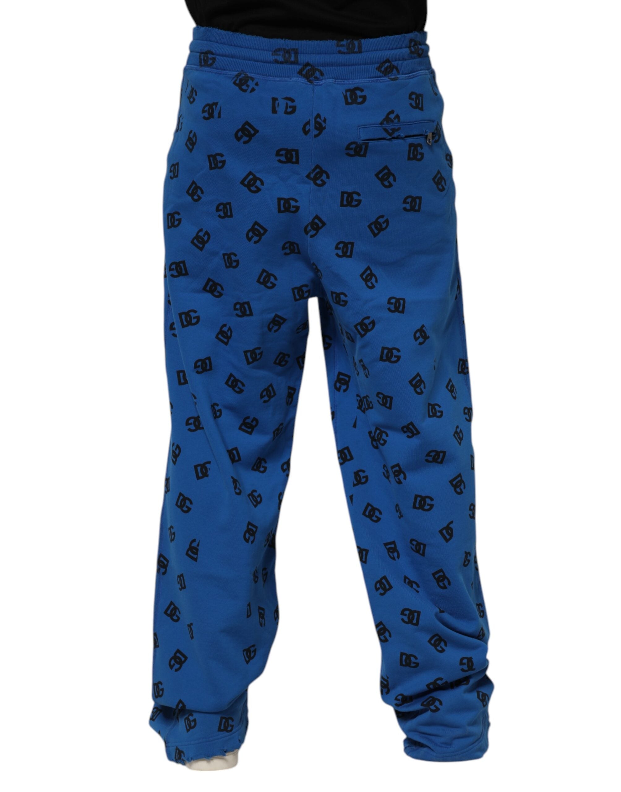 Pantalon de jogging pour homme Dolce & Gabbana bleu avec logo imprimé, sweatpants confortables et décontractés.