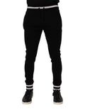 Pantalon jogger noir en coton pour homme de Dolce & Gabbana, pantalon décontracté avec ceinture élastique et poches latérales.