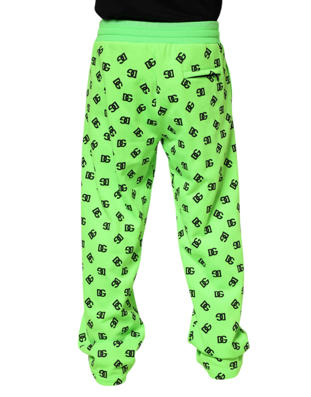 Pantalon de jogging vert Dolce & Gabbana avec logo imprimé, pantalon pour homme, style décontracté et moderne.