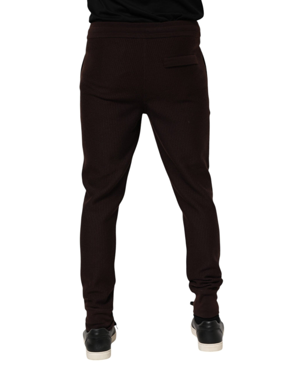 Pantalon jogging homme Dolce & Gabbana en cachemire marron, coupe décontractée et style élégant.