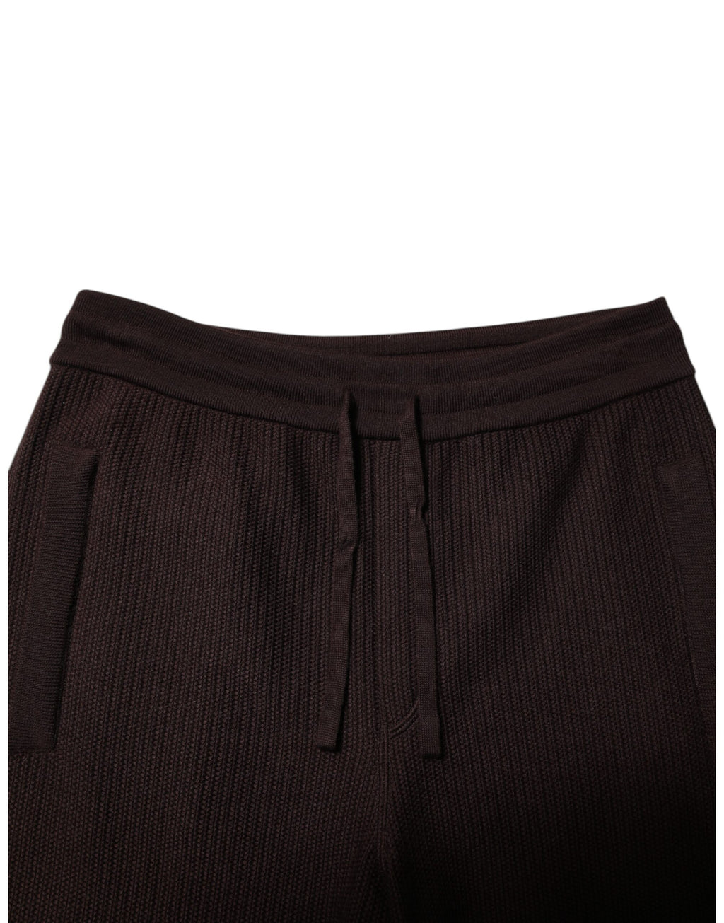 Pantalon jogging homme en cachemire brun Dolce & Gabbana, sweatpants décontractés avec ceinture élastique et poches latérales.