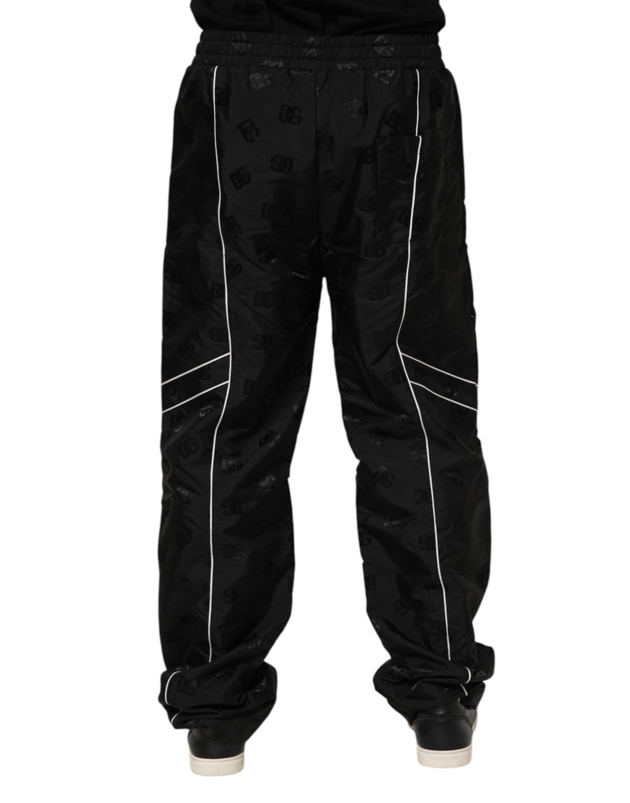 Pantalon de jogging droit en coton noir de Dolce & Gabbana, style décontracté et confortable, visible en gros plan.