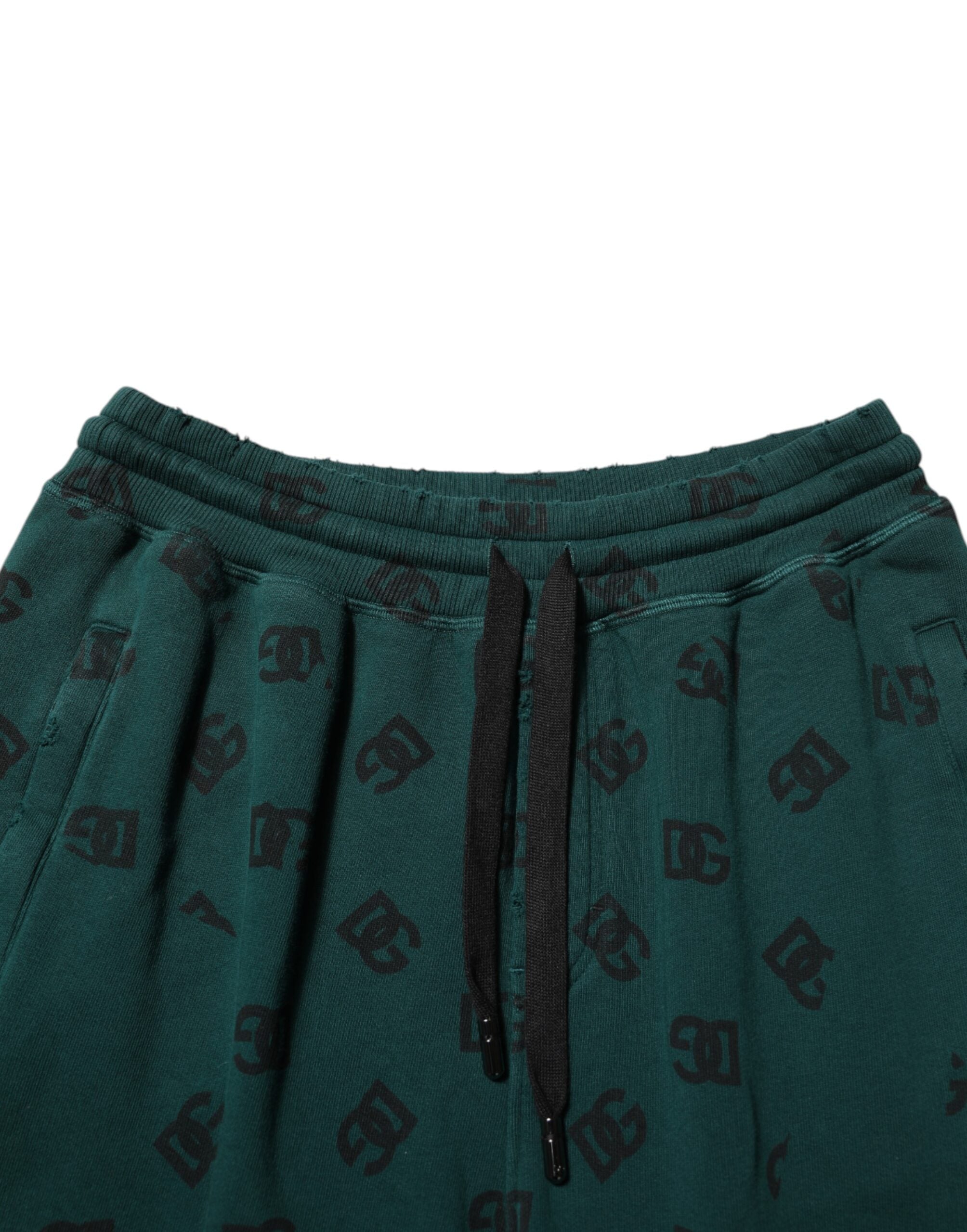 Pantalon de jogging Dolce & Gabbana vert avec logo imprimé, style décontracté pour homme, tissu doux et confortable.