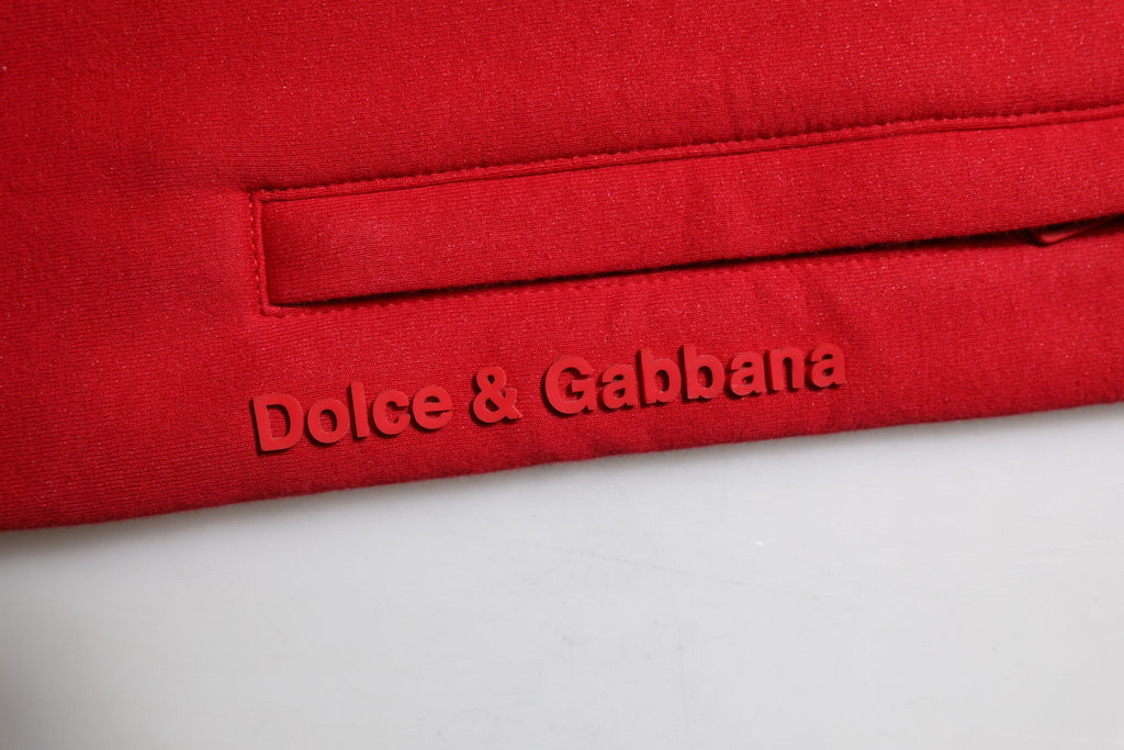 Pantalon de jogging rouge en coton Dolce & Gabbana pour homme avec logo, style décontracté et confortable.