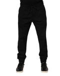 Pantalon de jogging Dolce & Gabbana pour homme en coton noir avec taille élastique et cordon de serrage.