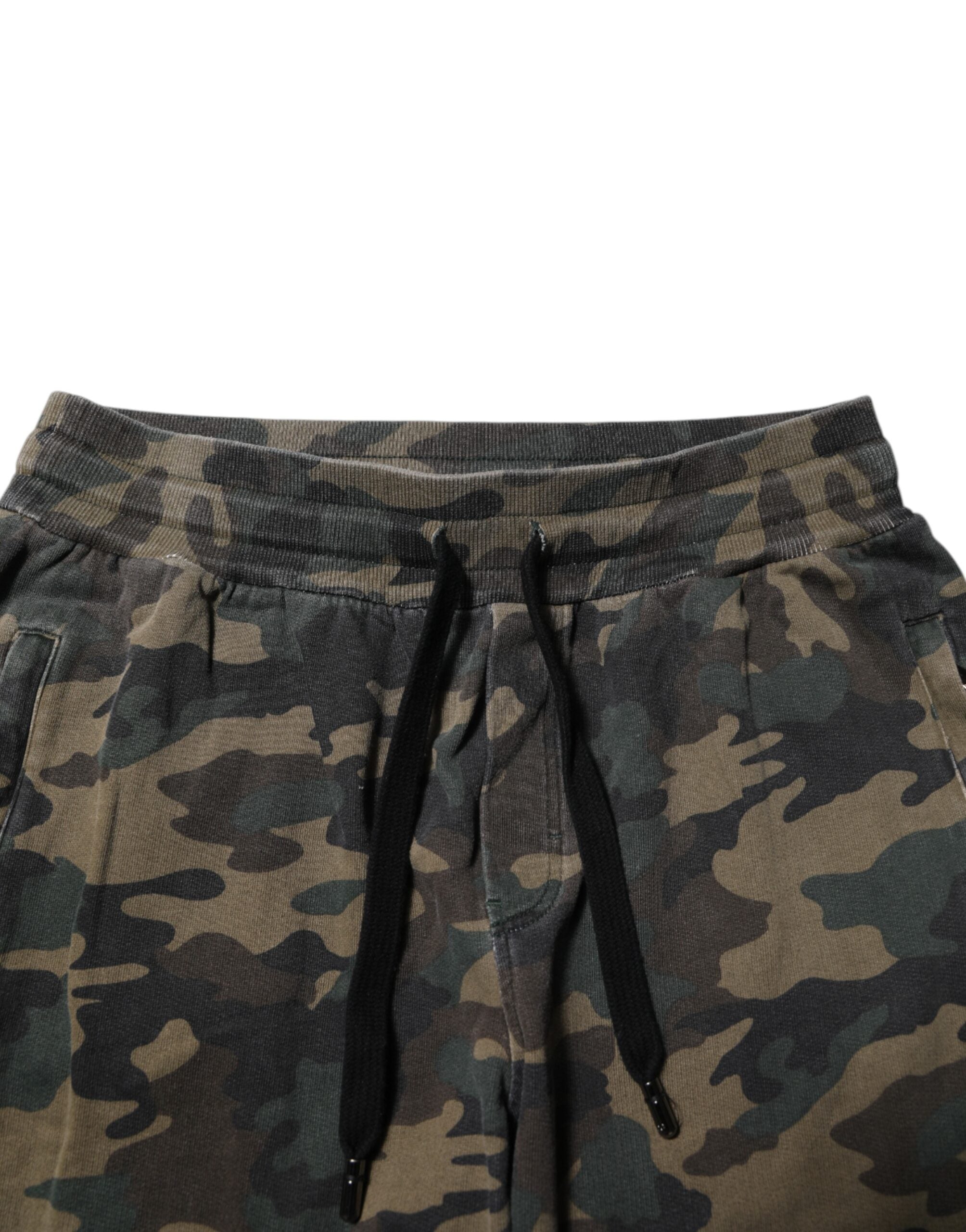Pantalon jogger pour homme Dolce & Gabbana en coton marron camouflage, mode décontractée et tendance.