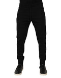 Pantalons joggers en coton noir pour homme de Dolce & Gabbana, style décontracté et confortable, avec ceinture élastique.