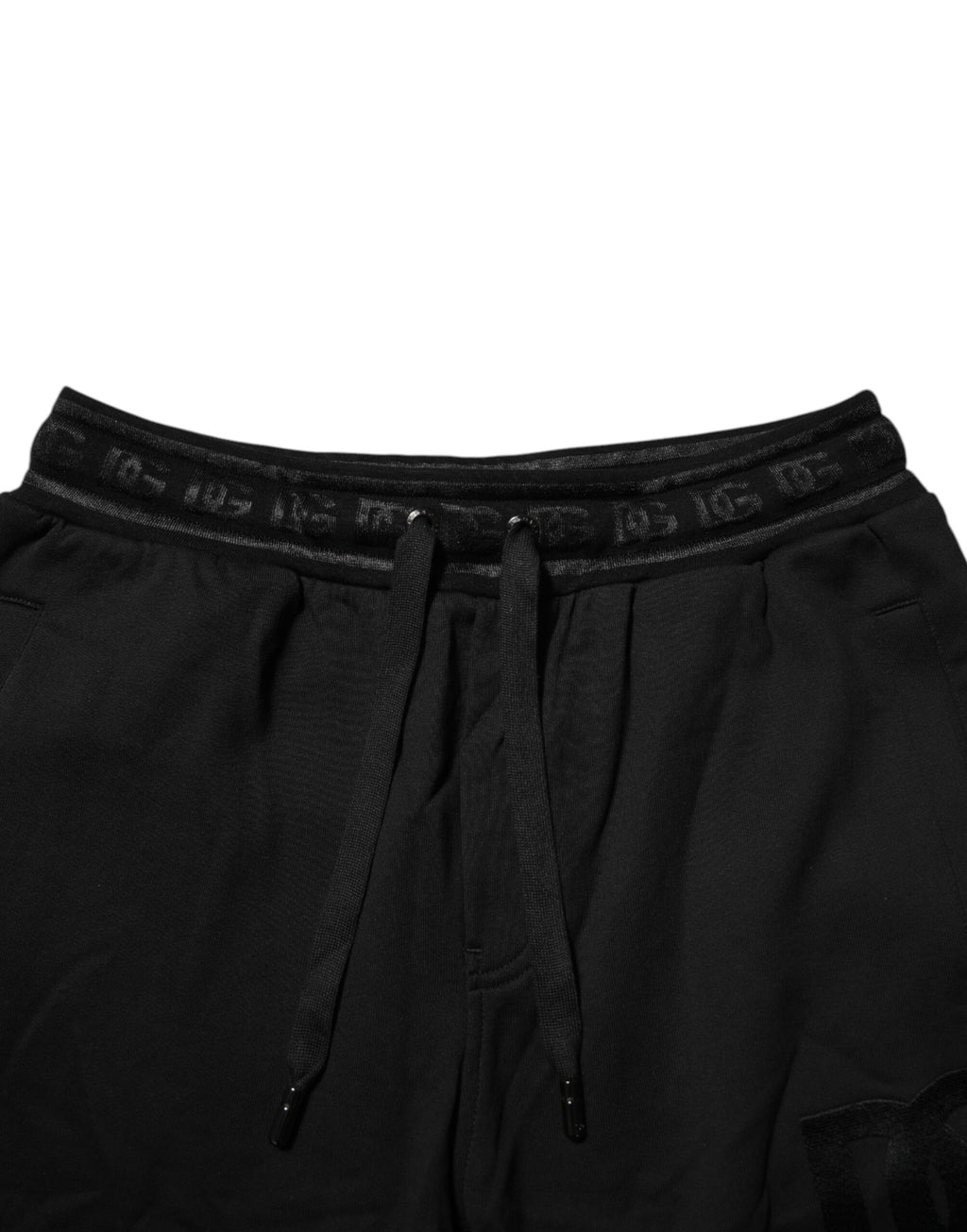 Pantalons jogger en coton noir Dolce & Gabbana avec cordon de serrage, style décontracté et moderne.