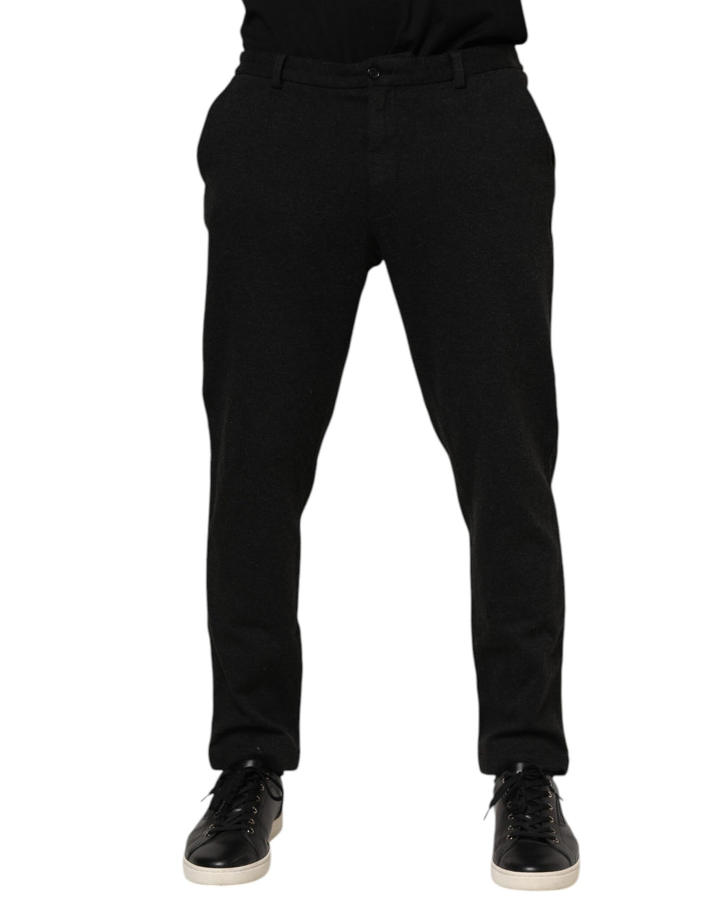 Pantalon homme Dolce & Gabbana en viscose gris foncé, style élégant, coupe ajustée, visible sur le produit.