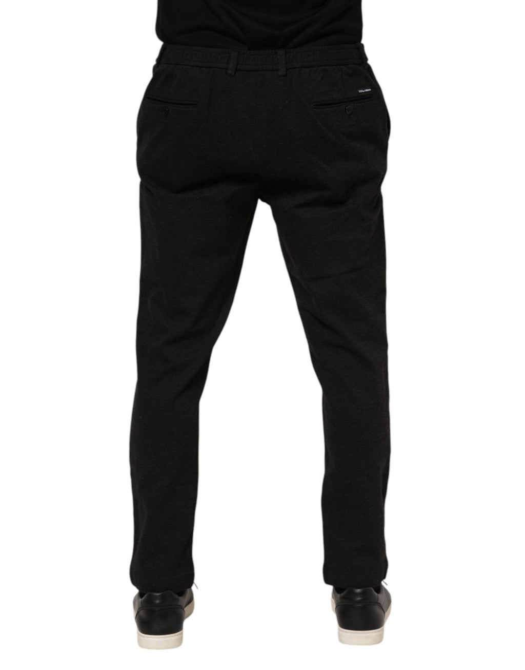 Pantalon homme Dolce & Gabbana en viscose gris foncé, style élégant, ajusté, avec une coupe moderne et finition soignée.