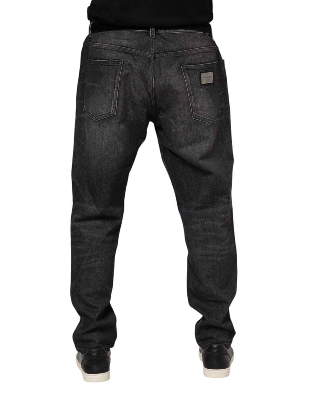 Jeans délavés en coton ample de Dolce & Gabbana, style décontracté, gris clair, avec détails en denim.