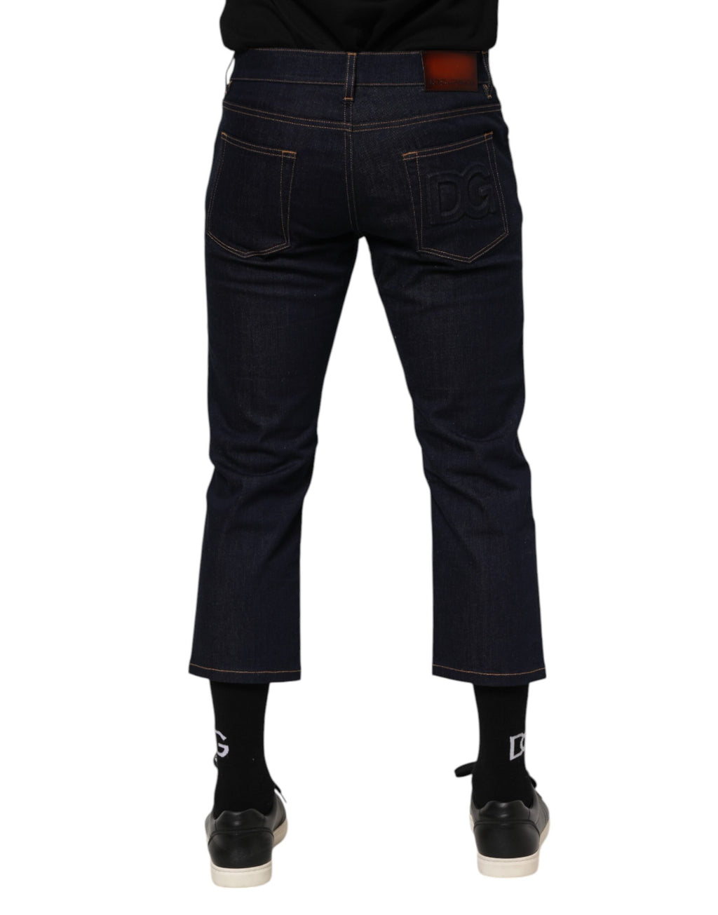Jean slim en denim bleu foncé pour homme de Dolce & Gabbana avec logo en coton, ajustement élégant et moderne