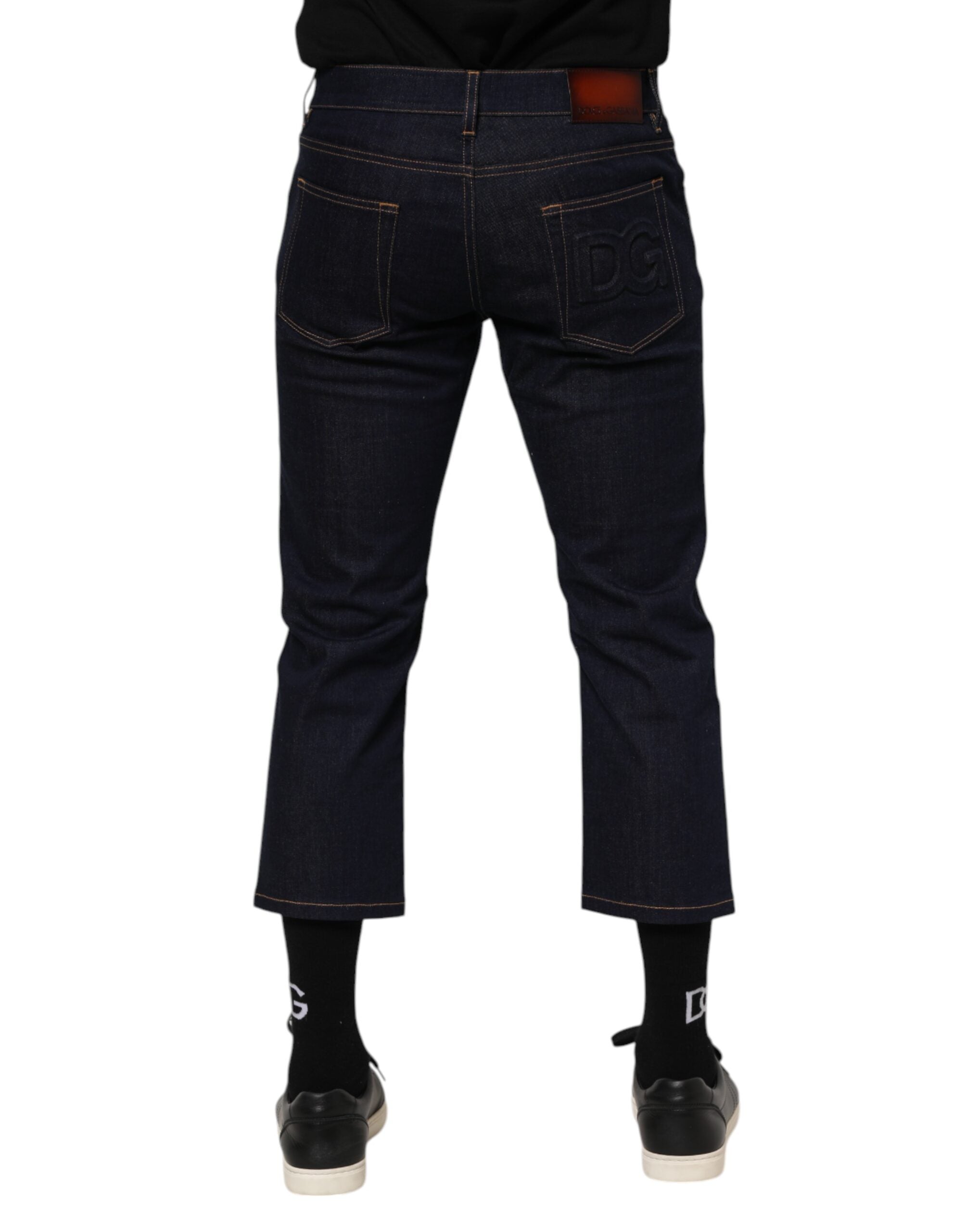 Jean slim en denim bleu foncé pour homme de Dolce & Gabbana avec logo en coton, ajustement élégant et moderne