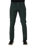 Pantalons skinny en velours côtelé en coton vert de Dolce & Gabbana, coupe ajustée et détails élégants.