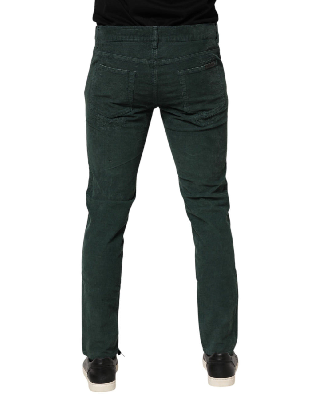 Pantalon skinny en velours côtelé en coton vert de Dolce & Gabbana, coupe ajustée et style élégant.