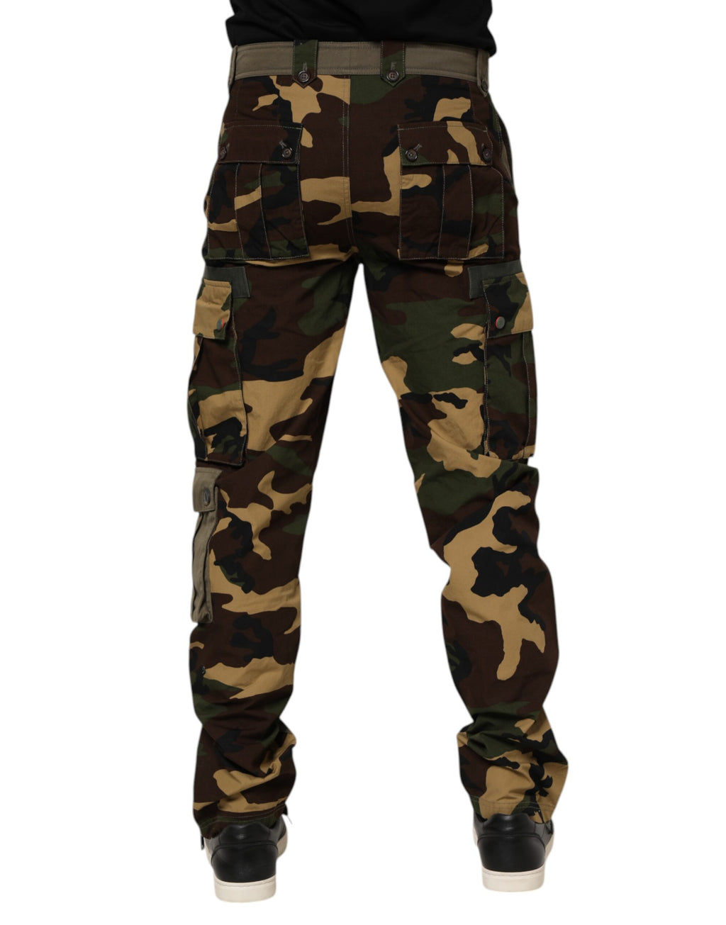 Pantalon cargo camouflage en coton marron de Dolce & Gabbana, style décontracté et tendance pour homme.