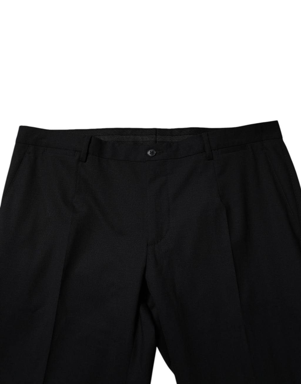 Pantalon formel en laine noire de Dolce & Gabbana, style élégant pour homme, vue de face avec détails classiques.