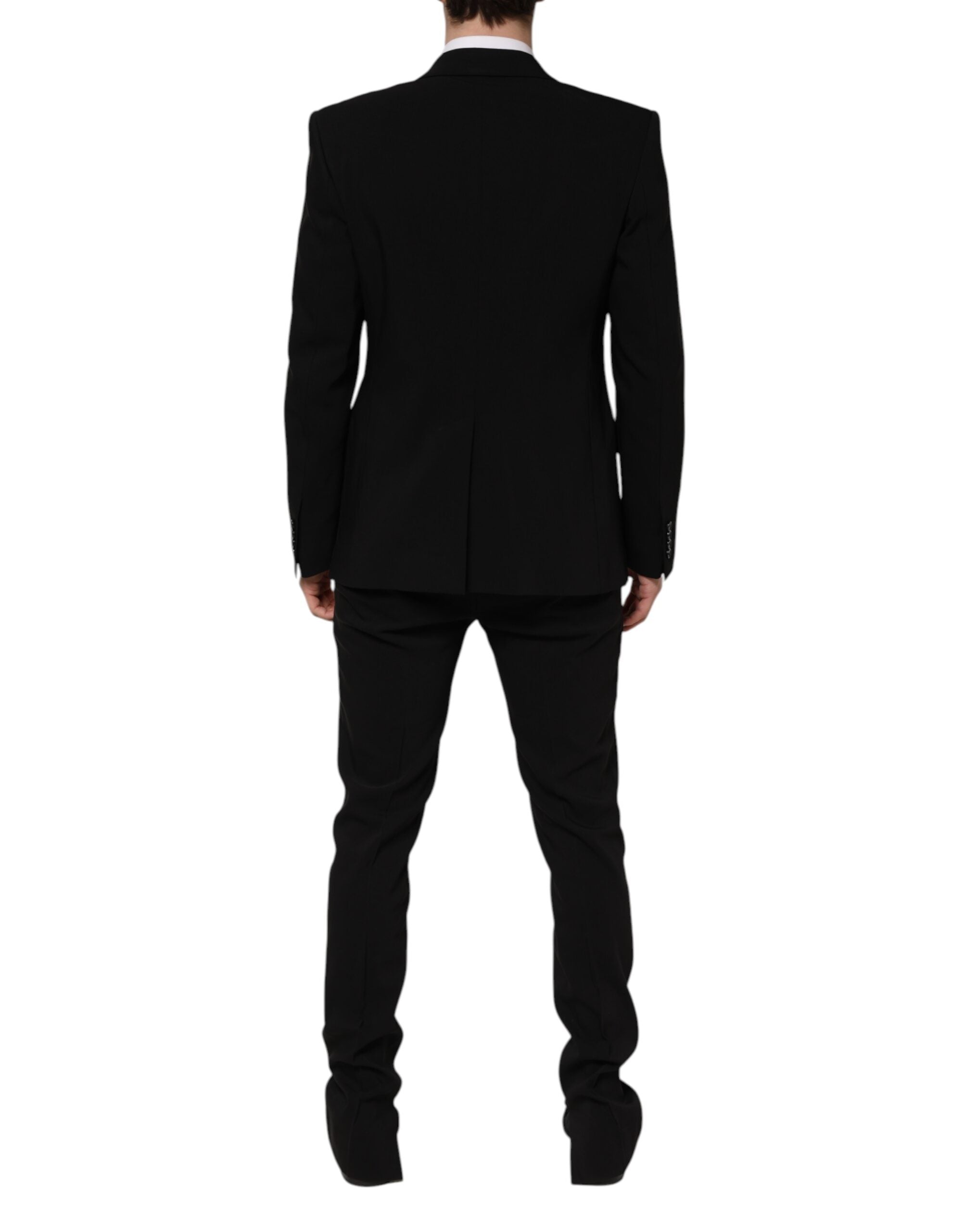 Costume noir Dolce & Gabbana MARTINI à deux pièces avec veste croisée simple, élégant et moderne, pour homme.