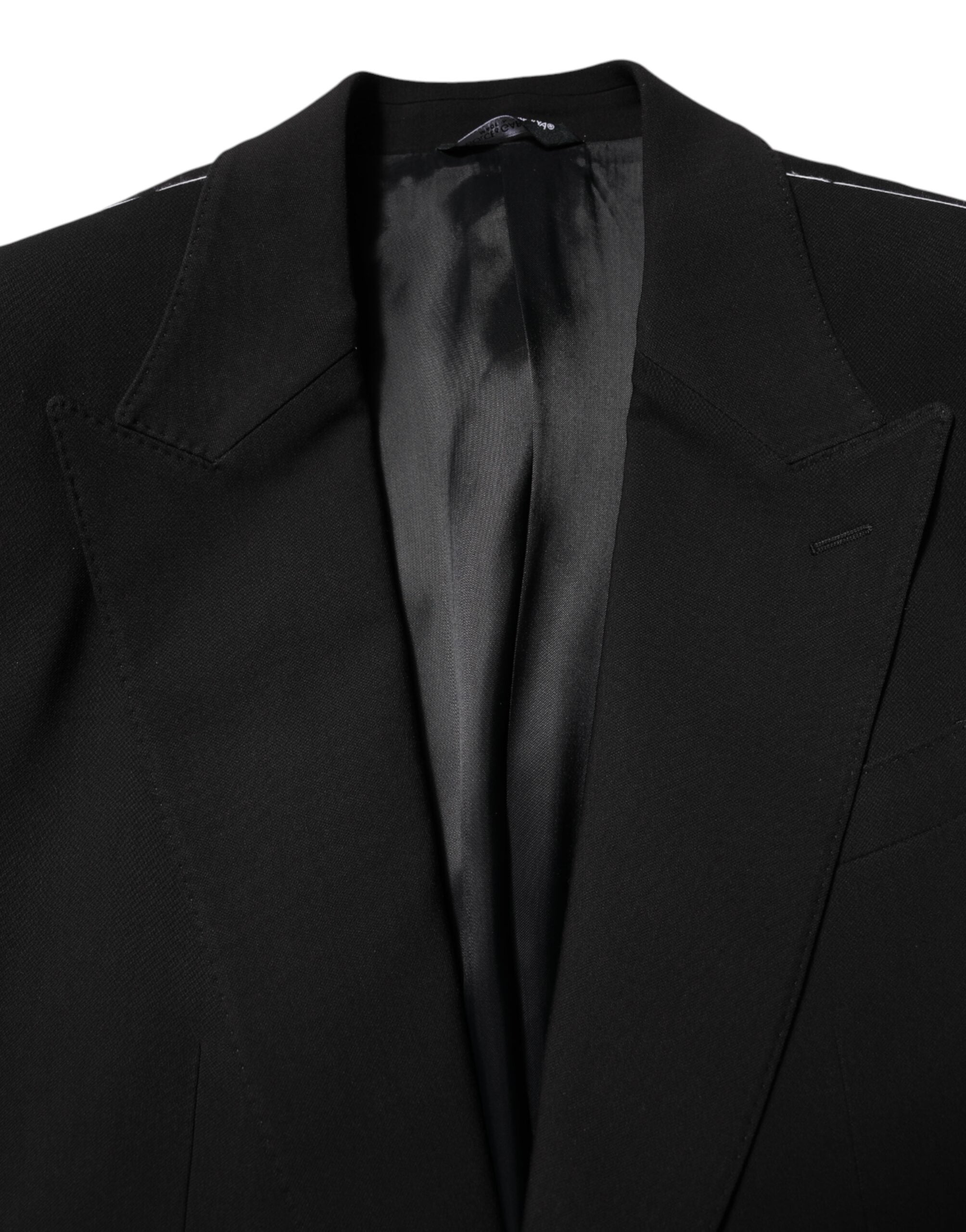 Costume homme Dolce & Gabbana noir, costume deux pièces à boutonnière simple, élégant et sophistiqué, vue de face.