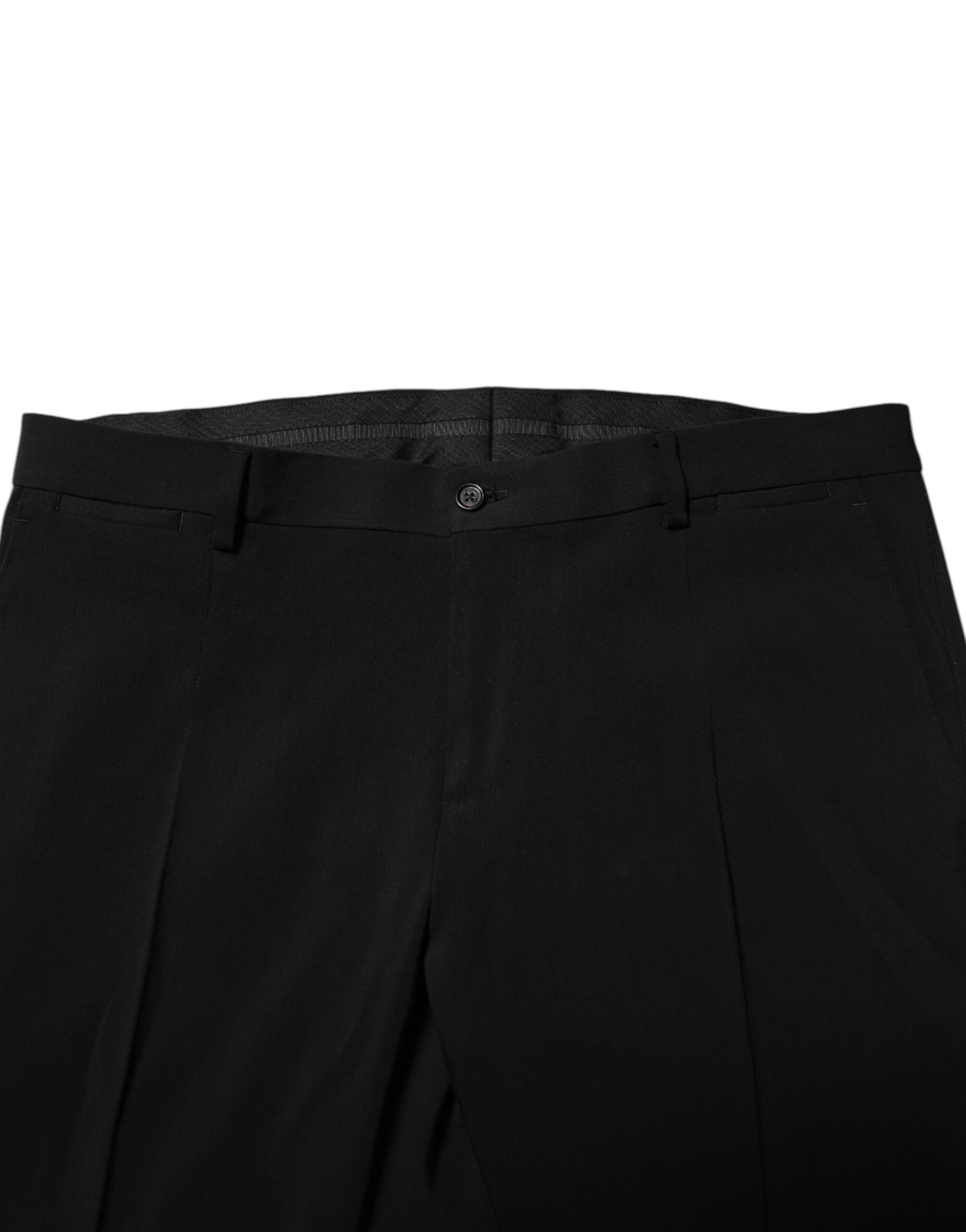Costume noir Dolce & Gabbana Martini à deux pièces, veste croisée simple et pantalon, élégant et sophistiqué.