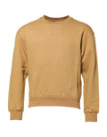 Pull en coton moutarde Dolce & Gabbana avec embossage DG, vue de face, doux et confortable, détails de la texture visible.