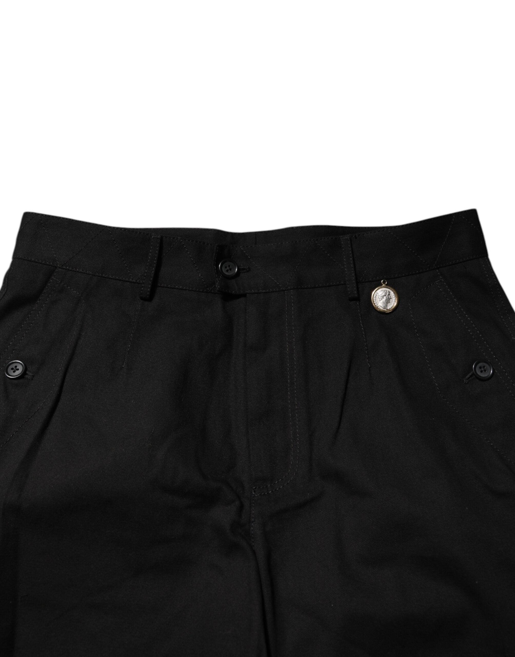 Shorts bermuda pour homme en coton noir de Dolce & Gabbana, longueur au genou, style élégant et décontracté