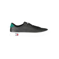 Chaussure homme Tommy Hilfiger en cuir noir, sneakers élégants avec design sportif et logo distinctif.