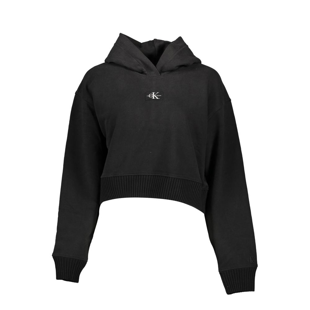 Sweatshirt femme en coton noir de Calvin Klein, coupe décontractée et logo discret sur la poitrine.
