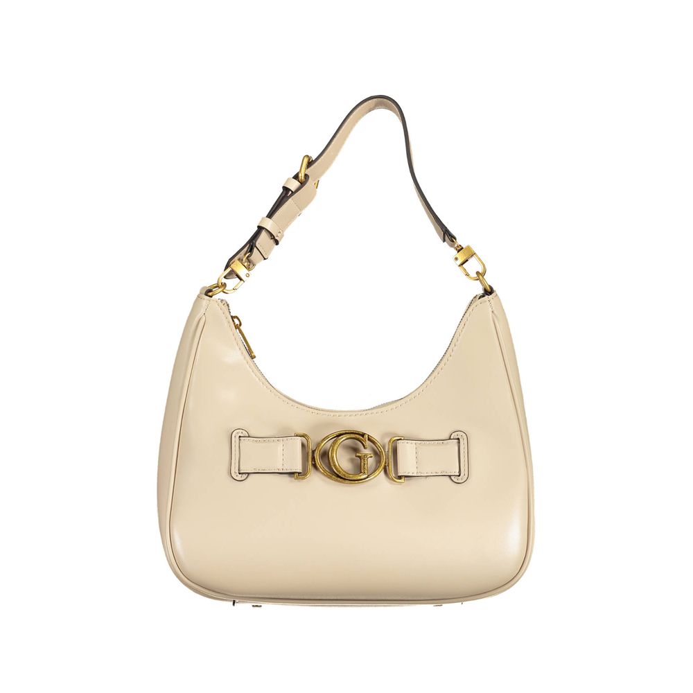 Sac à main Guess Jeans en polyuréthane beige pour femmes, sac d'épaule élégant avec design moderne et finition soignée.