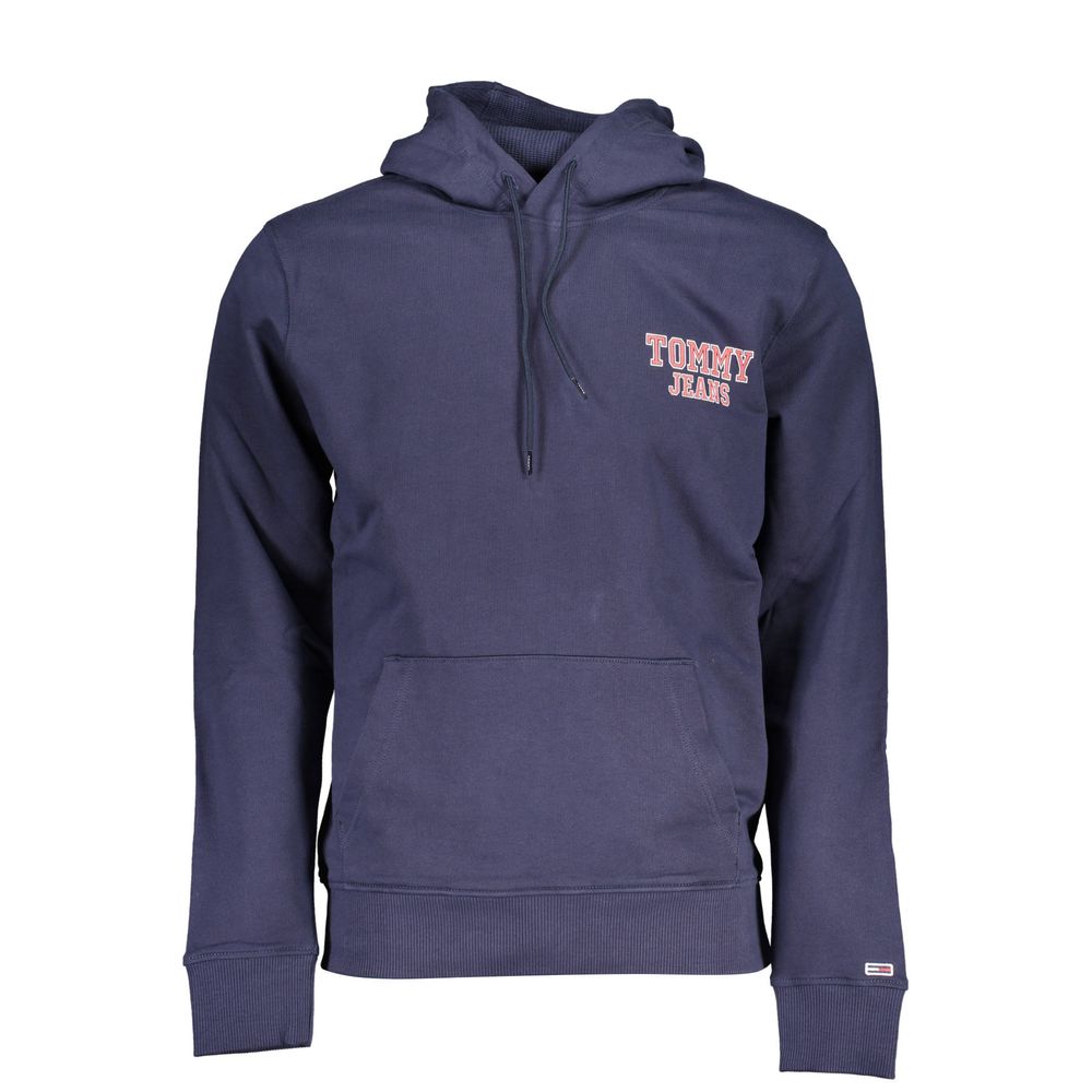 Sweat à capuche en coton bleu pour homme de la marque Tommy Hilfiger, avec logo visible sur la poitrine.