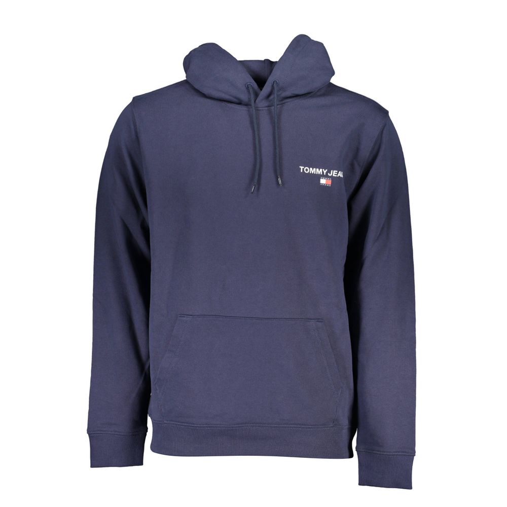 Sweat à capuche en coton bleu pour homme de la marque Tommy Hilfiger, style décontracté avec logo sur la poitrine.