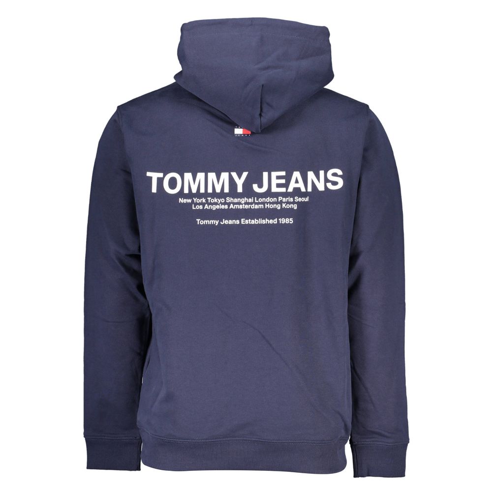 Sweat à capuche bleu en coton pour homme de la marque Tommy Hilfiger, vue de face avec logo sur la poitrine.