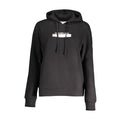 Sweatshirt en coton noir pour femmes de Calvin Klein, style décontracté et confortable, vue de face.